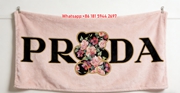 Prada Floral Bear Print Black Gold Pink Rose Fleece Sofa Throw Blanket IMG_2708